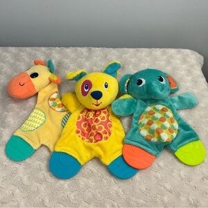 Bright Starts Lovey Lot Security Blanket Teether Giraffe Puppy Dog Elephant